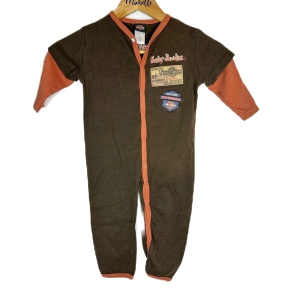 Harley Davidson Milwaukee WI Footless Long-sleeve Embroidered Onesie Size 24M - Picture 1 of 6